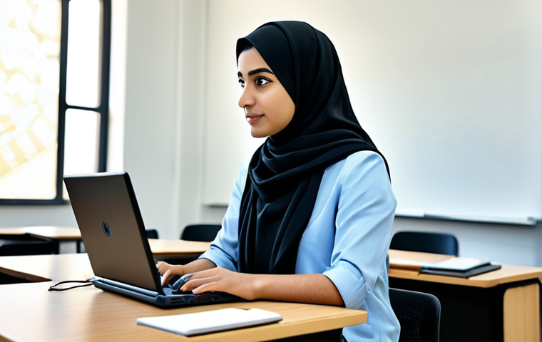 **

A modern classroom in a Middle Eastern university, students are actively engaged in a coding workshop, learning about AI and machine learning. The instructor is a female professor wearing modest professional attire. The scene should depict collaboration and technological exploration. High-resolution, realistic rendering, perfect anatomy, correct proportions, safe for work, appropriate content, fully clothed, professional.

**