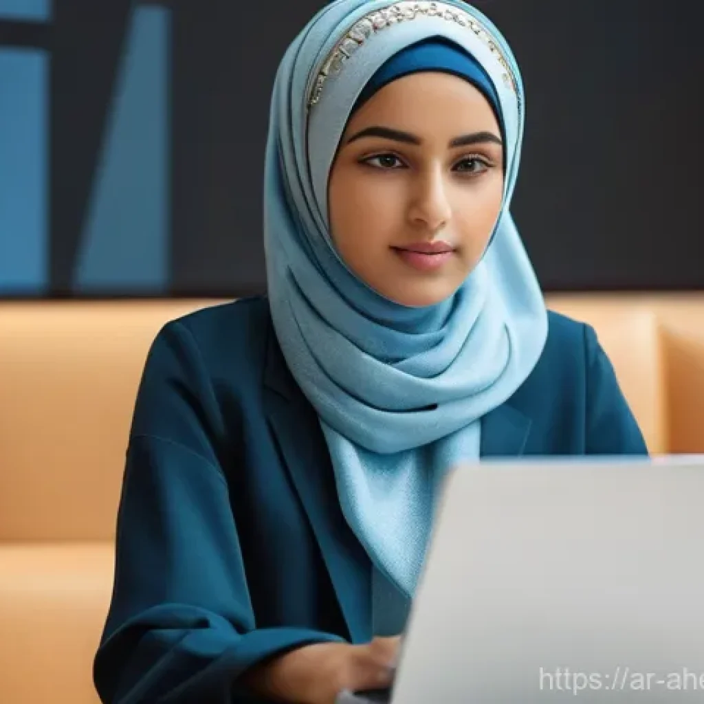 미래 직업을 위한 적합한 교육 과정 - **Prompt:** A young, focused Arab woman in her mid-20s, wearing stylish yet modest contemporary clot...